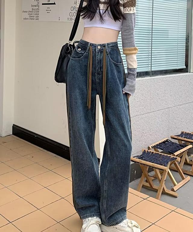 デニムパンツ 長ズボンハイウエスト美脚 送料無料 即日発送-4