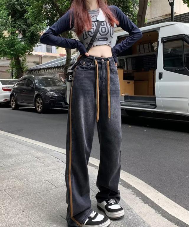 デニムパンツ 長ズボンハイウエスト美脚 送料無料 即日発送-7