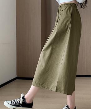 ワイドパンツ ハイウエストガウチョパンツ 送料無料 即日発送-9