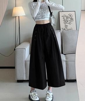 ワイドパンツ ハイウエストガウチョパンツ 送料無料 即日発送-7