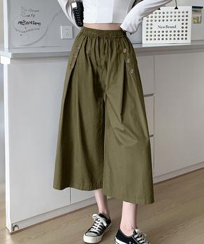 ワイドパンツ ハイウエストガウチョパンツ 送料無料 即日発送-8