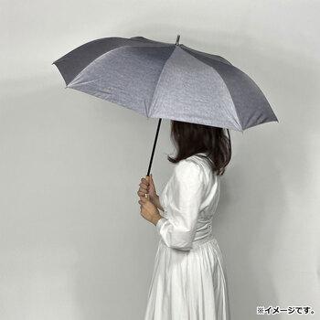 晴雨兼用ショートワイド傘 裏黒コーティング ダンガリー風無地プリント チャコール 送料無料-2