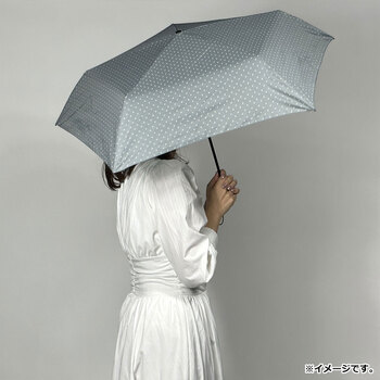 超軽量 空飛ぶカーボンアンブレラ 雨晴兼用折りたたみ傘 ドット グレー 送料無料-2