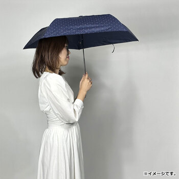 超軽量 空飛ぶカーボンアンブレラ 雨晴兼用折りたたみ傘 ドット ネイビー 送料無料-2