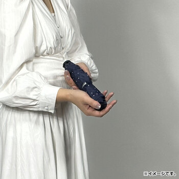 超軽量 空飛ぶカーボンアンブレラ 雨晴兼用折りたたみ傘 ドット ネイビー 送料無料-3