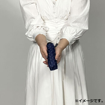 ポケブレラ 極小５段マイクロ 雨晴兼用傘 ドット ネイビー 送料無料-3