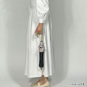 晴雨兼用ショートワイド傘 竹手元 裏黒コーティング 無地切継 ブラック 送料無料-3