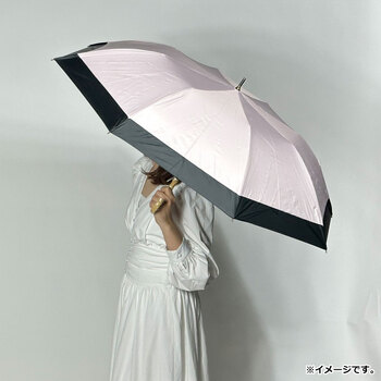 晴雨兼用ショートワイド傘 竹手元 裏黒コーティング 無地切継 ピンク 送料無料-2