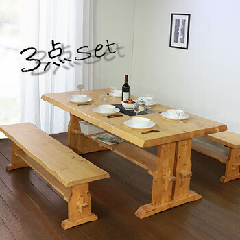 重厚なダイニング３点セット 幅１８０ＣＭ 送料無料-1