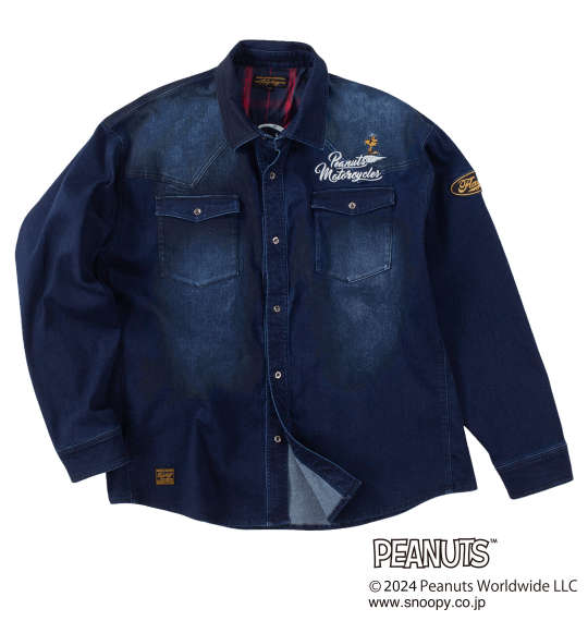 大きいサイズ FLAGSTAFF×PEANUTS スヌーピーコラボデニム長袖シャツ 3L 4L 5L 6L 8L ラッピング可 送料無料 即日発送-1
