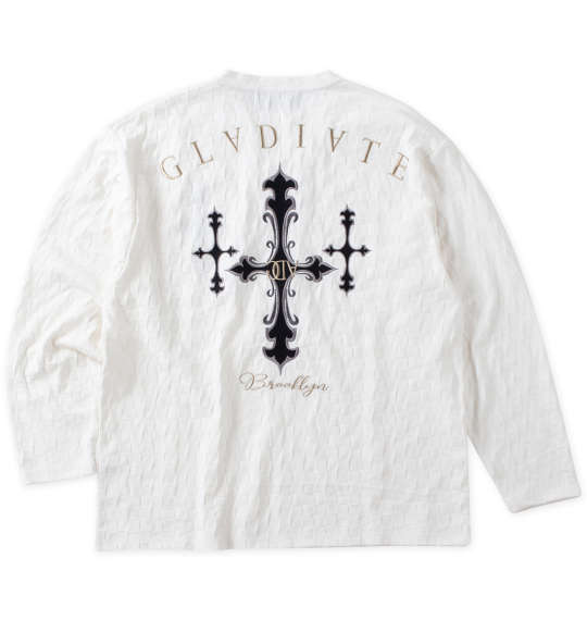 大きいサイズ ＧＬＡＤＩＡＴＥ 刺繍ブロックジャガード長袖ＶネックTシャツ ３Ｌ ４Ｌ ５Ｌ ６Ｌ ラッピング可 送料無料 即日発送-1