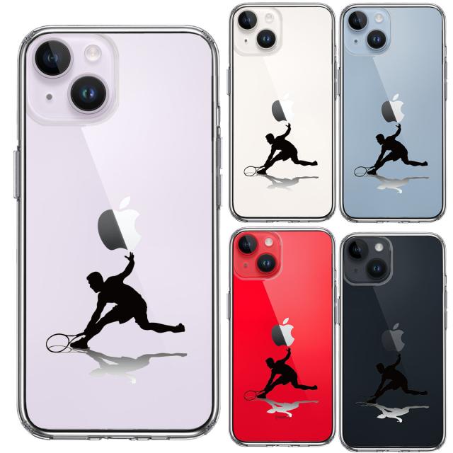 iPhone14Plus ケース クリア テニス レシーブ スマホケース 側面ソフト 背面ハード ハイブリッド 送料無料-1