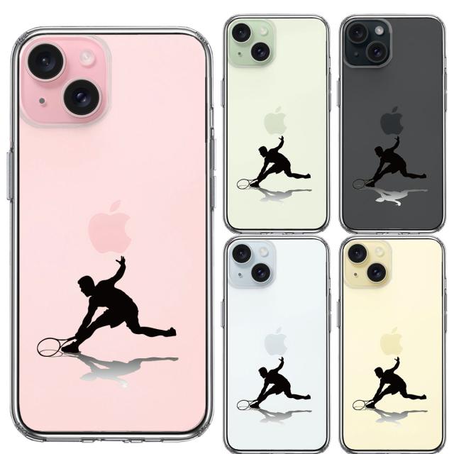 iPhone15Plus ケース クリア テニス レシーブ スマホケース 側面ソフト 背面ハード ハイブリッド  送料無料-1