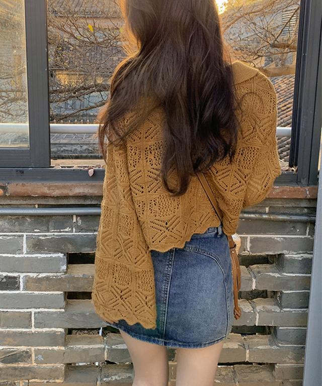 透かし編み ニットトップス ベルスリーブ 送料無料 即日発送-7