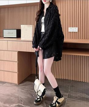 ハートジャガードシャツカーディガン春夏秋 送料無料 即日発送-5