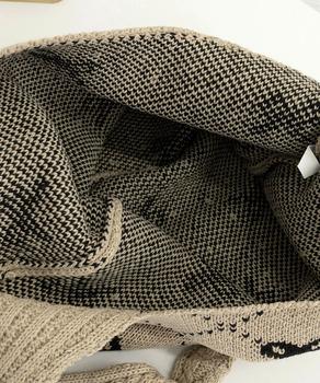 ニットトートバッグ リボン柄ニット編み鞄 送料無料 即日発送-7