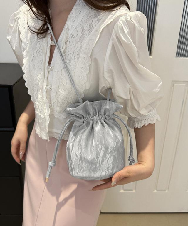 ミニショルダーバッグ 斜め掛け巾着バッグ 送料無料 即日発送-5