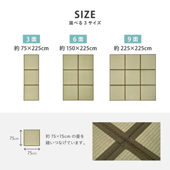 い草 隙間のない置き畳 3面 約幅75×長さ225×厚み1.1cm 連結畳 折りたためる 鎌倉 送料無料-10