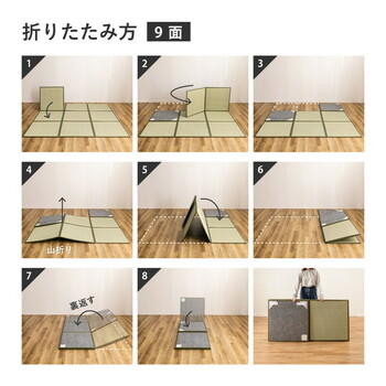 い草 隙間のない置き畳 3面 約幅75×長さ225×厚み1.1cm 連結畳 折りたためる 鎌倉 送料無料-14
