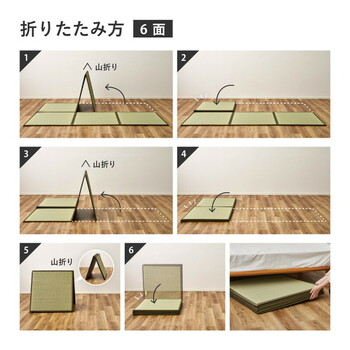 い草 隙間のない置き畳 3面 約幅75×長さ225×厚み1.1cm 連結畳 折りたためる 鎌倉 送料無料-17