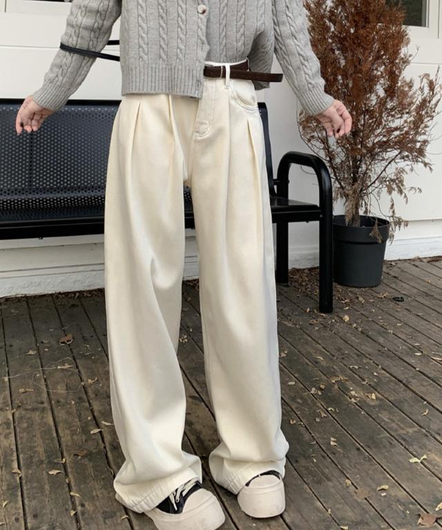 タックワイドデニムパンツレディース 送料無料 即日発送-9