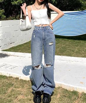 ダメージデニムパンツ レディースおしゃれ SK21468262-4125 送料無料 即日発送-1