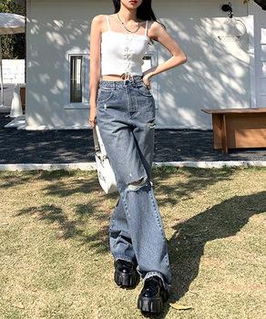 ダメージデニムパンツ レディースおしゃれ SK21468262-4125 送料無料 即日発送-2