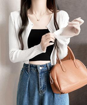 カーディガン ショート丈 長袖 トップス 送料無料 即日発送-6