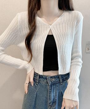 カーディガン ショート丈 長袖 トップス 送料無料 即日発送-7