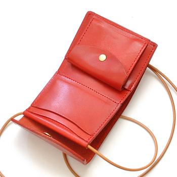 二つ折り財布 日本製財布 栃木レザーレディース三つ折り財布 FT 1 国産牛革ネック&ショルダーウォレット 5色展開 送料無料-1