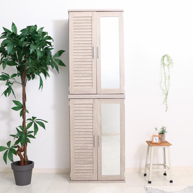 ルーバー＆ミラー付きシューズボックス 60幅 2色展開 送料無料-17