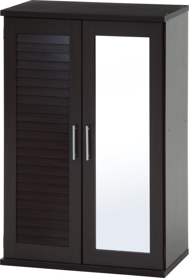 ルーバー＆ミラー付きシューズボックス 60幅 2色展開 送料無料-2