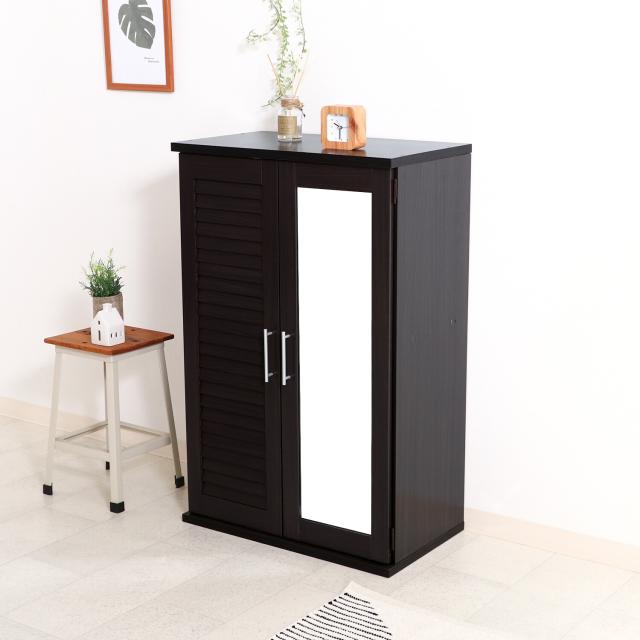 ルーバー＆ミラー付きシューズボックス 60幅 2色展開 送料無料-4