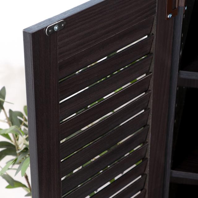 ルーバー＆ミラー付きシューズボックス 60幅 2色展開 送料無料-5