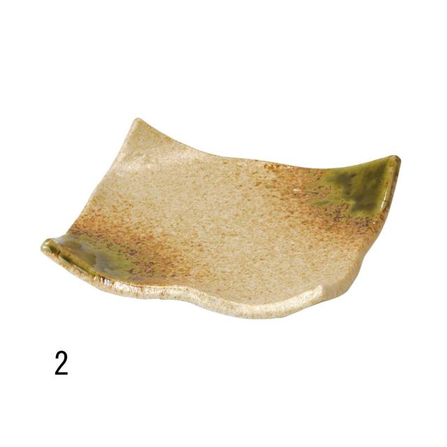 和食器 陶器 四方皿 ビードロ灰釉 伊賀織部 美濃焼 日本製 3セット 送料無料-2