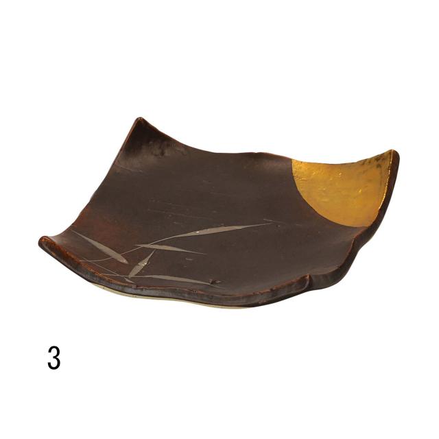 和食器 陶器 四方皿 金彩満月 美濃焼 日本製 3セット 送料無料-1