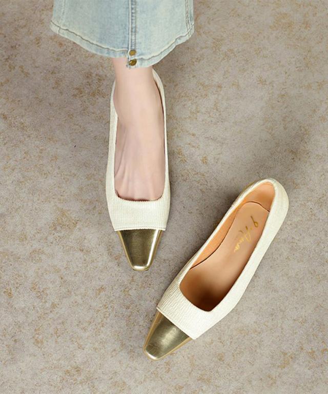 つま先切り替えパンプス配色ニットパンプス 送料無料 即日発送-9