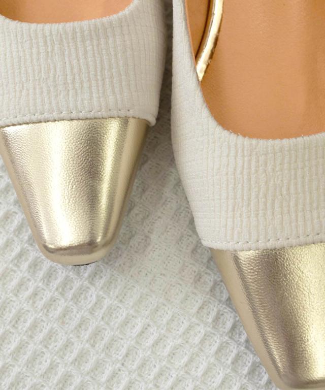 つま先切り替えパンプス配色ニットパンプス 送料無料 即日発送-3