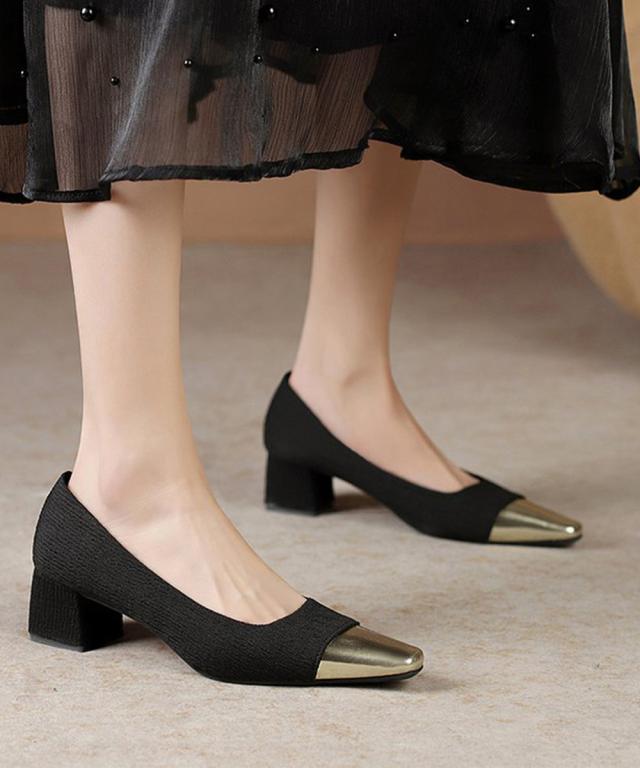 つま先切り替えパンプス配色ニットパンプス 送料無料 即日発送-4