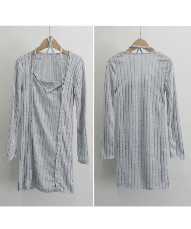 タイトミニニットワンピースホルターネック 送料無料 即日発送-2