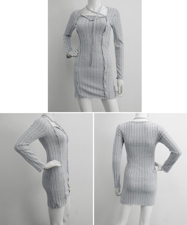 タイトミニニットワンピースホルターネック 送料無料 即日発送-4