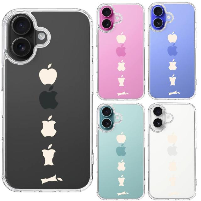 iPhone16 ケース クリア 食べられるリンゴ ホワイト スマホケース 側面ソフト 背面ハード ハイブリッド 送料無料-1