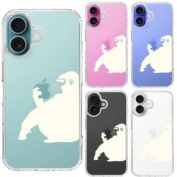 iPhone16 ケース クリア ゴリラ ホワイト スマホケース 側面ソフト 背面ハード ハイブリッド  送料無料-1