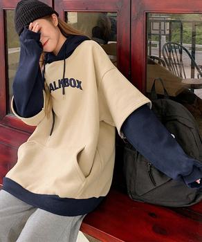 裏起毛 レイヤード風 パーカーレディース 送料無料 即日発送-7