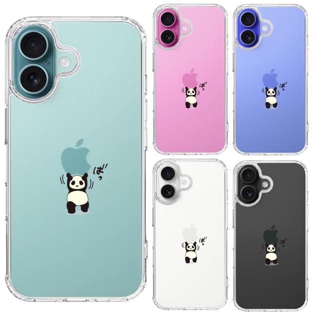 iPhone16 ケース クリア パンダ 重量挙げ 努力感 スマホケース 側面ソフト 背面ハード ハイブリッド  送料無料-1