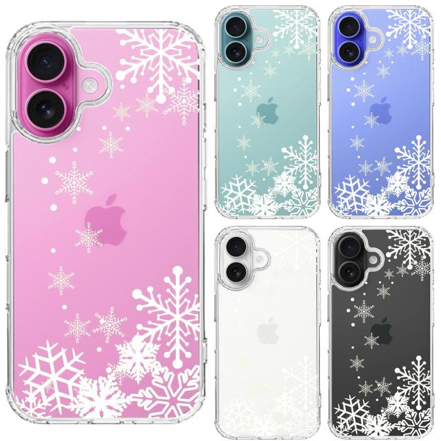 iPhone16 ケース クリア 雪の結晶 スマホケース 側面ソフト 背面ハード ハイブリッド  送料無料-1
