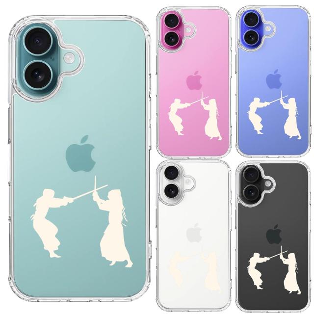 iPhone16 ケース クリア 剣道 ホワイト スマホケース 側面ソフト 背面ハード ハイブリッド  送料無料-1