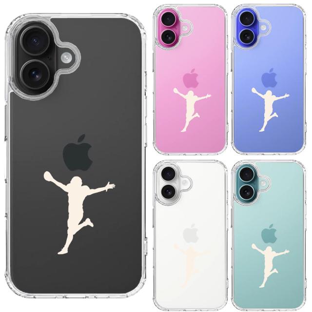 iPhone16 ケース クリア タッチダウン 歓喜 ホワイト スマホケース 側面ソフト 背面ハード ハイブリッド 送料無料-1