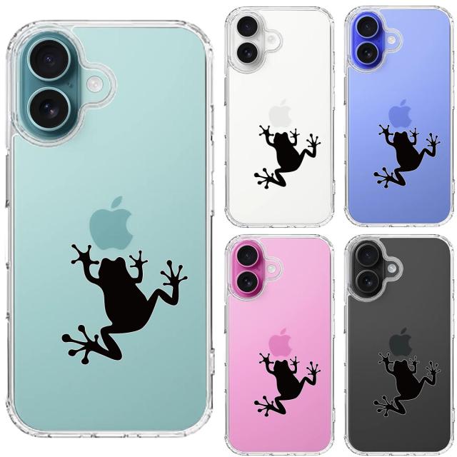 iPhone16 ケース クリア カエル 蛙 スマホケース 側面ソフト 背面ハード ハイブリッド  送料無料-1