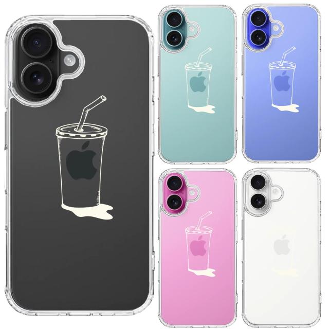 iPhone16 ケース クリア アップルジュース ホワイト スマホケース 側面ソフト 背面ハード ハイブリッド  送料無料-1